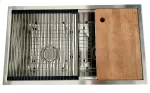 Fregadero de submontar 2 tanques satinado 82 x 47 x 22 cm con accesorios Prime HBE3319-2+S05+S05