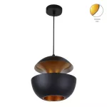 Lampara colgante E27 20W 100-240V negro mate / interior cobre Auva II Tecnolite 20CTL1942MVN
