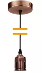 Socket decorativo colgante E27 100W cable de 1 metro cobre rojo Prime
