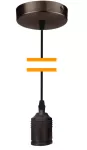 Socket decorativo colgante E27 100W cable de 1 metro negro mate Prime