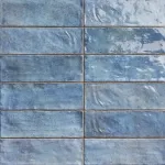 Ceramica estilo cemento brillante Positano Zaffiro 6.5 x 20 cm sin rectificar Mainzu