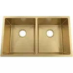 Fregadero de submontar 2 tanques dorado 81 x 48 x 25 cm Prime HBE3219G+GS01+GS01