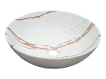Lavatorio de sobreponer redondo 380 mm sin rebosadero blanco con cafe decorado Prime 8668