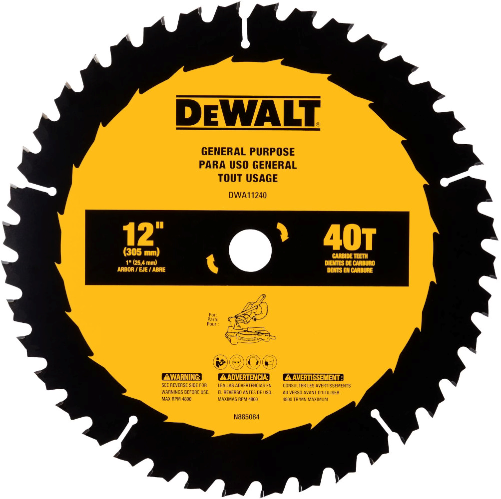 Disco para sierra corte madera 12" 40T de uso general Dewalt DWA11240