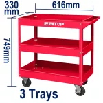 Carro para herramientas 3 bandejas de 719 x 365 x 85 mm Emtop ETCS0301