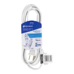 Extension electrica de uso domestico 3 tomas 2 metros blanca clavija recta 13A 16AWG Volteck ED-2BR / 40151 