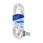 Extension electrica de uso domestico 3 tomas 3 metros blanca clavija recta 13A 16AWG Volteck ED-3BR / 40152 