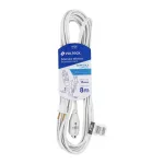 Extension electrica de uso domestico 3 tomas 8 metros blanca clavija recta 13A 16AWG Volteck ED-8BR / 40156 