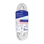 Extension electrica aterrizada de uso domestico 3 tomas 5 metros blanca clavija plana Volteck EDA-5B / 46989 