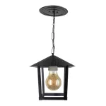 Lampara colgante farol E27 100W 100-240V IP20 (150 mm) negro con vidrio liso Colonial Nina Quad Blumenau 194300-01