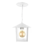 Lampara colgante farol E27 100W 100-240V IP20 (150 mm) blanco con vidrio liso Colonial Nina Quad Blumenau 194300-04