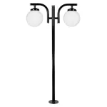 Lampara para exterior mini poste 2 luces E27 60W 100-240V IP54 (1740 mm) negro Globo Doble Blumenau 178199-01