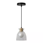 Lampara colgante E27 60W 100-240V madera con cristal transparente Aqcua Blumenau 89151001