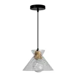 Lampara colgante E27 60W 100-240V madera con cristal transparente Acqua Blumenau 89151101