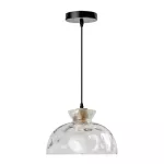 Lampara colgante E27 60W 100-240V madera con cristal transparente Acqua Blumenau 89151201