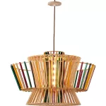 Lampara colgante E27 40W 110V (300 x 300 mm) madera Prime P57111-WD 