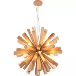 Lampara colgante 8 luces G4 110V (350 x 350 mm) madera ash Prime P28111-WD 