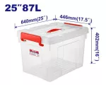 Caja de almacenamiento de plastico 25” 87 litros transparente Emtop EMTB2390