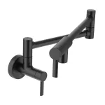 Griferia para fregadero de pared caño plegable oscilante de 619 mm negro mate Pot Filler Moen S665BL