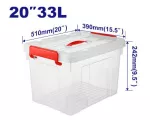 Caja de almacenamiento plastico 20” 33 litros (510 x 390 x 242 mm) transparente Emtop EMTB2335