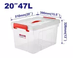 Caja de almacenamiento plastico 20” 47 litros (510 x 390 x 326 mm) transparente Emtop EMTB2350