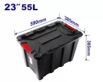 Caja de almacenamiento plastico 23” 55 litros (590 x 385 x 385 mm) negra Emtop EMTB3355