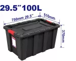Caja de almacenamiento plastico 29.5” 100 litros (750 x 510 x 370 mm) negra Emtop EMTB331B
