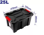 Caja de almacenamiento plastico 18.5” 25 litros (470 x 335 x 265 mm) negra Emtop EMTB3325