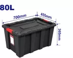 Caja de almacenamiento plastico 27.5” 80 litros (700 x 455 x 365 mm) negra Emtop EMTB3380