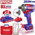 Atornillador de impacto 1/4" 20V con 8 puntas Emtop ULCIRL2028 (incluye cargador y 2 baterias 2.0Ah) (sus. ULCDLIR2017)