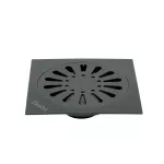 Drenaje cuadrado 15 cm (6”) de acero inoxidable con salida de 50 mm (2") negro Aqua Foset RS-607M / 45474 