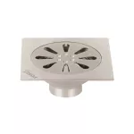 Drenaje cuadrado 10 cm (4”) de acero inoxidable con salida de 38 mm (1-1/2") cromo Aqua Foset RS-605 / 45471 