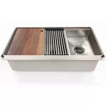 Fregadero de empotrar 1 tanque satinado 85 x 44 x 25 cm (33” x 18” x 10”) con accesorios Prime HMS3318