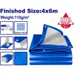 Lona plastica 4 x 6 metros con ojales de aluminio Emtop EMTQ1846