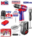 Combo taladro de impacto + batidora de mano + licuadora de inmersion inalambricos 16V Emtop ULCKL1638 (incluye cargador y 2 baterias)