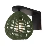 Lampara de pared E27 60W 100-240V (240 mm) negro mate con cuerda verde musgo Maruni Blumenau 48100160-90