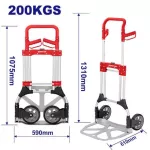 Carretilla para carga plegable 200 kg (610 x 590 x 1310 mm) con rueda de 200 mm Emtop EMWB9A20