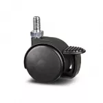 Rueda giratoria plastica PP negra pin de rosca con freno para silla 50 mm 40 kg (8 x 15 mm) Tente T02904 / A525 POI 050 S70-8x15
