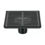 Drenaje cuadrado 15 cm (6”) de acero inoxidable salida de 45 mm (1-3/4”) negro Aqua Foset RS-702M / 46689