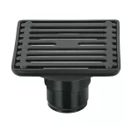 Drenaje cuadrado 10 cm (4”) de acero inoxidable salida de 45 mm (1-3/4”) negro Aqua Foset RS-701M / 47650