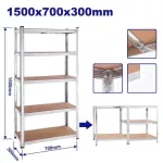 Estante ajustable de 5 niveles (70 x 30 x 150 cm) de acero galvanizado con MDF Emtop EMTS1A73