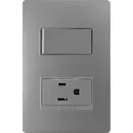 Interruptor 15A con tomacorriente 2P grafito Luzica Bticino PU5231GR