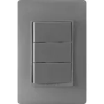 Interruptor triple 15A 120V grafito Luzica Bticino PU5300GR