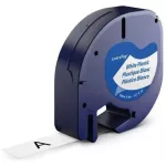 Cinta para etiquetadora 1/2” de plastico negro sobre blanco LetraTag Dymo 91331