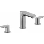 Griferia para lavatorio de 8" mm alto 176 mm con vaciador push open con rebalse acero inoxidable cepillado Wave Duravit WA1060005070