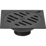 Drenaje cuadrado 10 cm (4”) metalico salida de 38 mm (1-1/4”) negro Basic Foset RS-601M / 49538