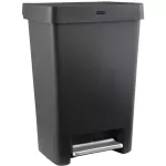 Basurero plastico con pedal de acero inoxidable 49 litros (13 galones) negro Rubbermaid 2201868