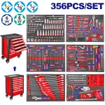 Caja de herramientas de 7 cajones con ruedas (765 x 465 x 812 mm) de 328 piezas Emtop EHTS03281