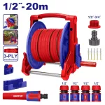 Manguera de 3 capas 1/2" x 20 metros con carrete Emtop EHHR20124